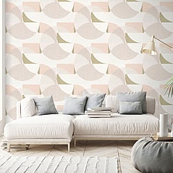 Galerie Wallcoverings Product Code 10150-05 - Elle Decoration Wallpaper Collection - Blush Pink Gold Cream Colours - Geometric Circle Graphic Design