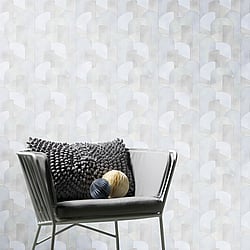 Galerie Wallcoverings Product Code 10155-31 - Elle Decoration Wallpaper Collection - Light Grey Silver Colours - 3D Geometric Graphic Design