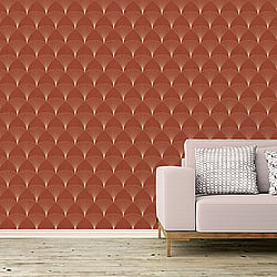 Galerie Wallcoverings Product Code 12002 - Design Wallpaper Collection - Terracotta Colours - Art Deco Fan Design