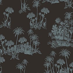 Galerie Wallcoverings Product Code 12600 - Ted Baker Fantasia Wallpaper Collection - Black Turquoise Colours - Laurel Design