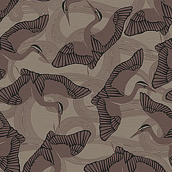 Galerie Wallcoverings Product Code 12620 - Ted Baker Fantasia Wallpaper Collection - Brown Black Beige Colours - Cranes Design
