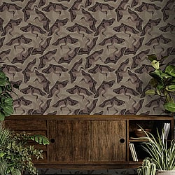 Galerie Wallcoverings Product Code 12620 - Ted Baker Fantasia Wallpaper Collection - Brown Black Beige Colours - Cranes Design