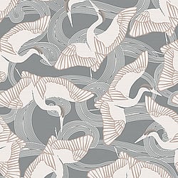 Galerie Wallcoverings Product Code 12621 - Ted Baker Fantasia Wallpaper Collection - Grey Brown Cream Colours - Cranes Design