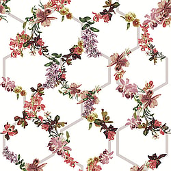 Galerie Wallcoverings Product Code 12645 - Ted Baker Fantasia Wallpaper Collection - White Grey Pink Green Purple Colours - Lost Garden Trelise Design