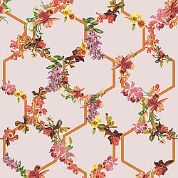Galerie Wallcoverings Product Code 12646 - Ted Baker Fantasia Wallpaper Collection - Pink Orange Red Green Yellow Purple Colours - Lost Garden Trelise Design