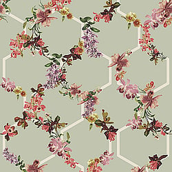Galerie Wallcoverings Product Code 12647 - Ted Baker Fantasia Wallpaper Collection - Green Cream Pink Purple Beige Colours - Lost Garden Trelise Design