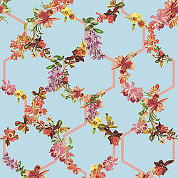 Galerie Wallcoverings Product Code 12648 - Ted Baker Fantasia Wallpaper Collection - Blue Pink Red Orange Yellow Green Colours - Lost Garden Trelise Design