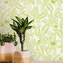 Galerie Wallcoverings Product Code 12700 - Ted Baker Fantasia Wallpaper Collection - White Green Colours - Monflo Design