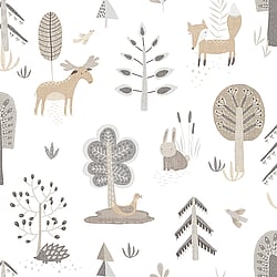 Galerie Wallcoverings Product Code 14801 - Little Explorers 2 Wallpaper Collection - Silver Grey Colours - Bring your walls to life with this friendly wallpaper design. Featuring cute, shy country animals such as foxes, deer and hedgehogs, this unique wallpaper is ideal for sparking their imagination, whether they are babies or older. Suitable for using as a sweet nursery wallpaper, this animal inspired design is available in a three muted colourways, and is ideal for creating a modern and warm feel in your child’s bedroom or playroom.  Design