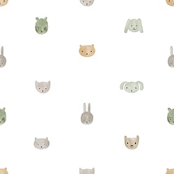 Galerie Wallcoverings Product Code 14812 - Little Explorers 2 Wallpaper Collection - Green Colours - This delightful design features simple watercolour designs of rabbits, bears, cats and dogs. With its minimalist illustrations, this wallpaper brings the beauty of wildlife into your child's bedroom or playroom and creates an inspiring but calm environment. Design