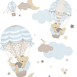 Galerie Wallcoverings Product Code 14816 - Little Explorers 2 Wallpaper Collection - Heavenly Colours - Want to inject some fun into your child's bedroom? Look no further than this adorable design! This stylish and pastel-coloured design is perfect for kids' rooms, and the white base colour is sure to brighten up any space. Plus, the figurative vibe and fantasy feel of the bears and balloons make this the perfect paper for any little dreamer. So why wait? Add some fun to your child's room with this cute design today! Design