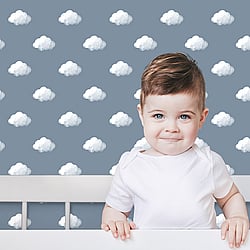 Galerie Wallcoverings Product Code 14833 - Little Explorers 2 Wallpaper Collection - Blue Colours - The classic cloud design, now in three heavenly colours! Sure to help your little one drift off into a peaceful slumber.. Design