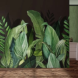 Galerie Wallcoverings Product Code 18002 - Tropical Wallpaper Collection - Blackberry Colours - Tropical Forest Design