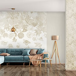 Galerie Wallcoverings Product Code 18004 - Tropical Wallpaper Collection - Almond Colours - Flower Rain Design