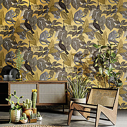 Galerie Wallcoverings Product Code 18502 - Into The Wild Wallpaper Collection - Yellow Colours - Tropical Life Design