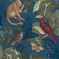 Galerie Wallcoverings Product Code 18503 - Into The Wild Wallpaper Collection - Blue Colours - Tropical Life Design