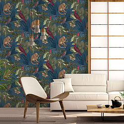 Galerie Wallcoverings Product Code 18503 - Into The Wild Wallpaper Collection - Blue Colours - Tropical Life Design