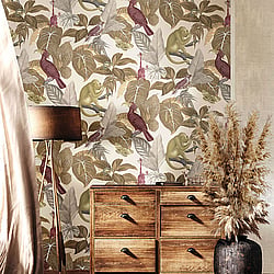 Galerie Wallcoverings Product Code 18504 - Into The Wild Wallpaper Collection - Beige Red Colours - Tropical Life Design