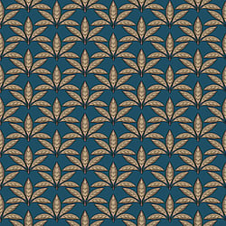 Galerie Wallcoverings Product Code 18513 - Into The Wild Wallpaper Collection - Blue Gold Colours - Leaf Motif Design