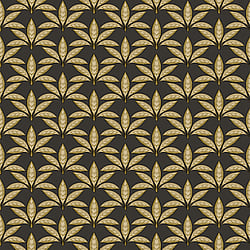 Galerie Wallcoverings Product Code 18515 - Into The Wild Wallpaper Collection - Black Gold Colours - Leaf Motif Design