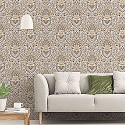 Galerie Wallcoverings Product Code 18516 - Into The Wild Wallpaper Collection - Beige Colours - Floral Damask Design