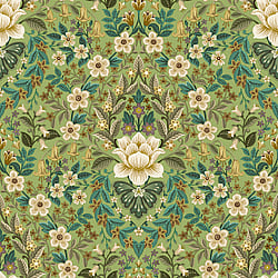 Galerie Wallcoverings Product Code 18517 - Into The Wild Wallpaper Collection - Green Colours - Floral Damask Design
