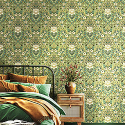 Galerie Wallcoverings Product Code 18517 - Into The Wild Wallpaper Collection - Green Colours - Floral Damask Design