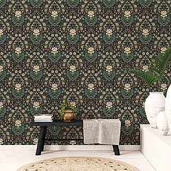 Galerie Wallcoverings Product Code 18519 - Into The Wild Wallpaper Collection - Black Colours - Floral Damask Design