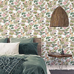 Galerie Wallcoverings Product Code 18522 - Into The Wild Wallpaper Collection - Green Pink Colours - Into the Wild Design