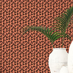 Galerie Wallcoverings Product Code 18538 - Into The Wild Wallpaper Collection - Orange Colours - Leopard Print Design