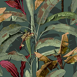 Galerie Wallcoverings Product Code 18544 - Into The Wild Wallpaper Collection - Green Red Colours - Banana Tree Design