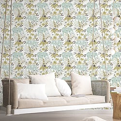 Galerie Wallcoverings Product Code 18546 - Into The Wild Wallpaper Collection - Green Blue Colours - Elephant Design