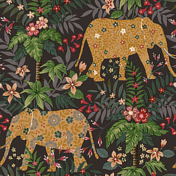 Galerie Wallcoverings Product Code 18549 - Into The Wild Wallpaper Collection - Black Colours - Elephant Design