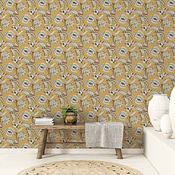 Galerie Wallcoverings Product Code 18552 - Into The Wild Wallpaper Collection - Yellow Colours - Abstract Floral Design
