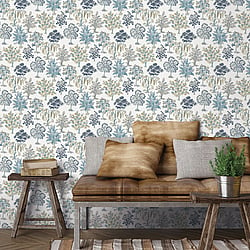Galerie Wallcoverings Product Code 18556 - Into The Wild Wallpaper Collection - Blue Colours - Alberi Trees Design
