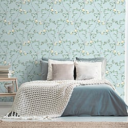 Galerie Wallcoverings Product Code 1900-1 - Spring Blossom Wallpaper Collection - Turqouise Colours - CHINOISERIE Design