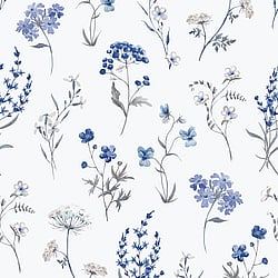 Galerie Wallcoverings Product Code 1901-1 - Spring Blossom Wallpaper Collection - White Blue Colours - BOTANICAL Design