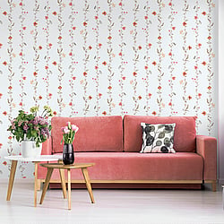Galerie Wallcoverings Product Code 1902-3 - Spring Blossom Wallpaper Collection - Coarl Taupe White Colours - VERTICAL GARDEN Design