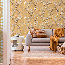 Galerie Wallcoverings Product Code 1903-2 - Spring Blossom Wallpaper Collection - Yellow Colours - SAKURA TREE Design