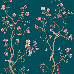 Galerie Wallcoverings Product Code 1911-3 - Spring Blossom Wallpaper Collection - Green Colours - CHINOISERIE MURAL Design