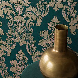 Galerie Wallcoverings Product Code 200252 - Venise Wallpaper Collection - Dark Green Colours - Damask Design