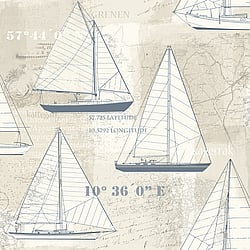 Galerie Wallcoverings Product Code 21000 - Skagen Wallpaper Collection - Blue Beige Colours - Sailing Boat Design