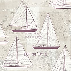 Galerie Wallcoverings Product Code 21001 - Skagen Wallpaper Collection - Beige Purple Colours - Sailing Boat Design