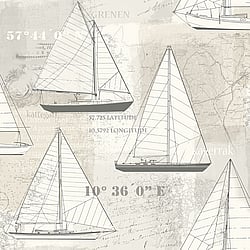 Galerie Wallcoverings Product Code 21002 - Skagen Wallpaper Collection - Silver Grey Colours - Sailing Boat Design