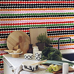 Galerie Wallcoverings Product Code 23321 - Marimekko 5 Wallpaper Collection - Black Green Pink Orange Red White Colours - Marimekko Rasymatto Design