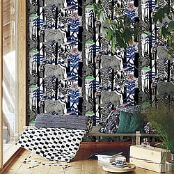 Galerie Wallcoverings Product Code 23340 - Marimekko 5 Wallpaper Collection - Grey Black Blue Pink Green Colours - Marimekko Pikkuveljekset Design