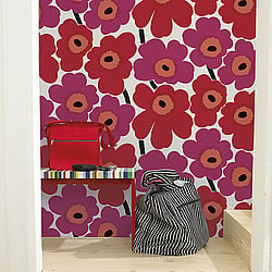 Galerie Wallcoverings Product Code 23354 - Marimekko 5 Wallpaper Collection - Red Pink White Black Colours - Marimekko Unikko Design