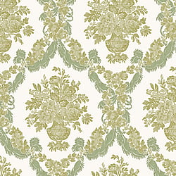 Galerie Wallcoverings Product Code 23625 - Italian Classics 4 Wallpaper Collection - Green Gold Colours - Floral Damask Design