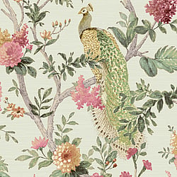 Galerie Wallcoverings Product Code 25755 - Cottage Chic Wallpaper Collection - Pink Green Colours - Pavone Platino Design