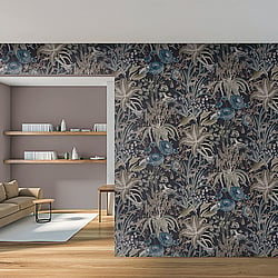 Galerie Wallcoverings Product Code 26731 - Tropical Wallpaper Collection - Blackberry Colours - Moorea Design